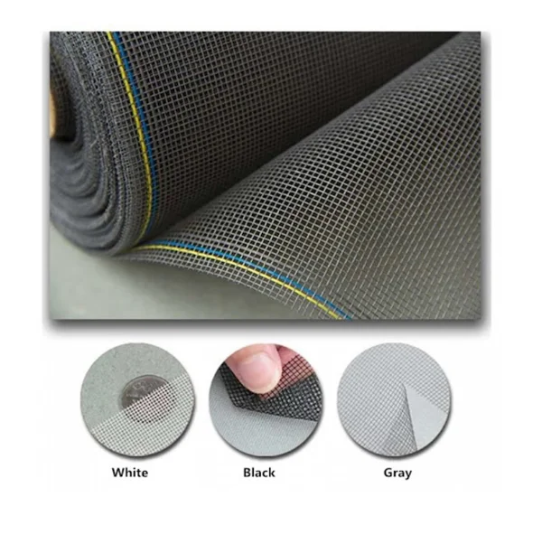 Plain Grey & Black Fiberglass Insect Screen Mesh Rolls for Door & Window Screening