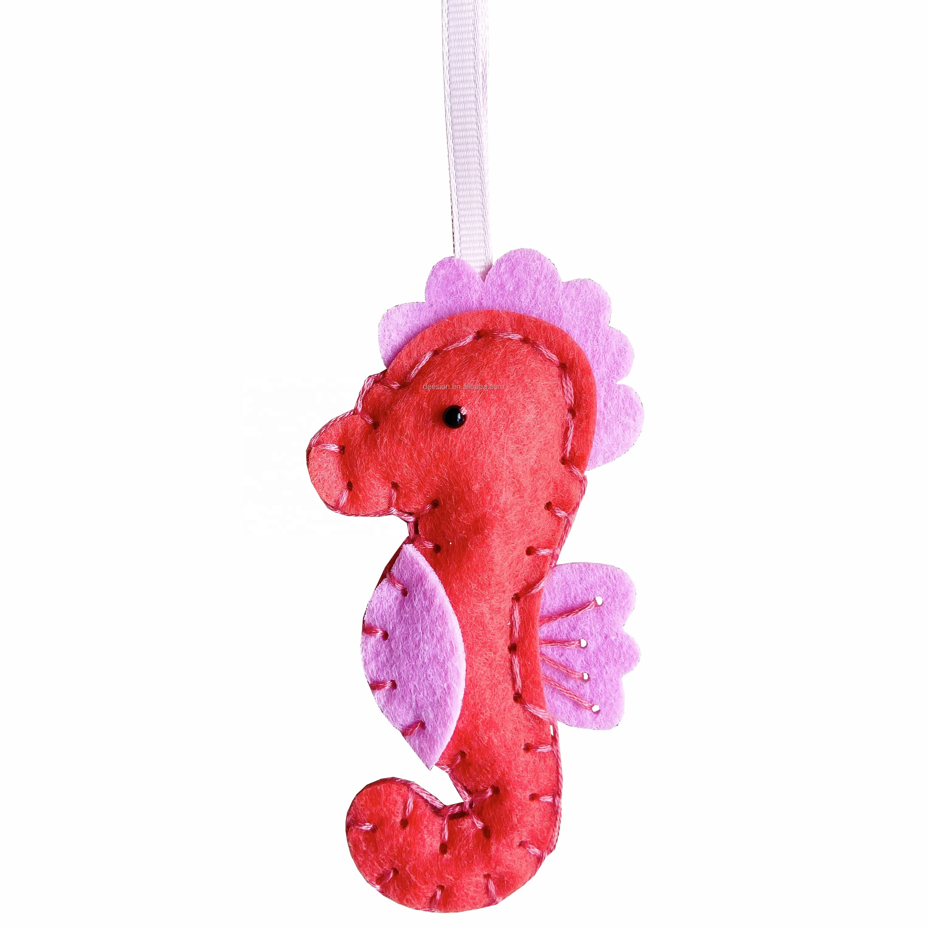 NONE-TOXIC ECO FRIENDLY FELT DIY KIT WITH PLASTIC NEEDLE ANIMAL SEAHORSE READY FOR STITCH LEARN TO SEW ART AND CRAFT FOR KIDS