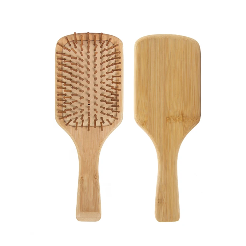 Wholesale Massage Scalp Paddle Hair Brush Private Label Air Cushion Wooden Handle Paddle Brush
