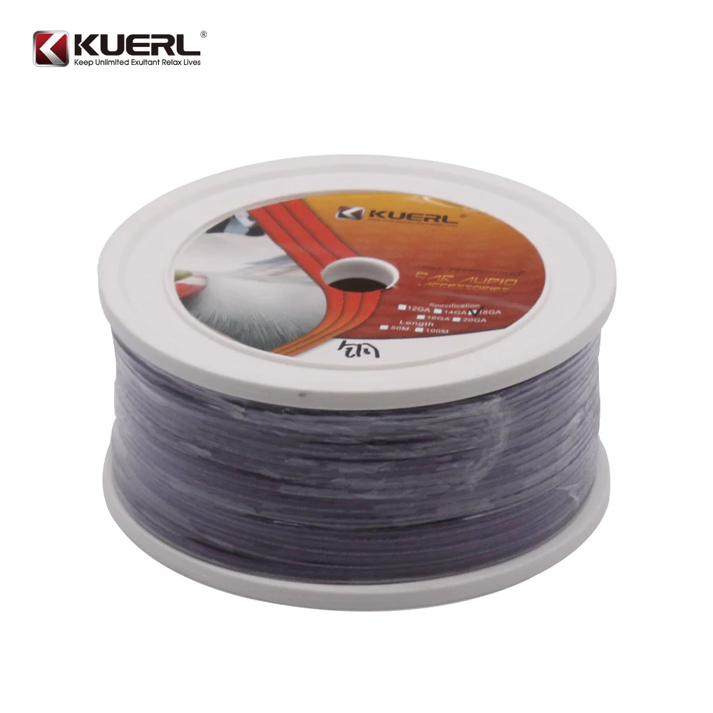 Purple wholesale color pure copper speaker cable 16GA/18GA car audio oxygen-free copper audio speaker cable roll audio cable