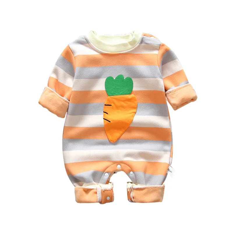 Spring and autumn baby clothes long-sleeved one-piece cartoon plus velvet baby boy cute romper