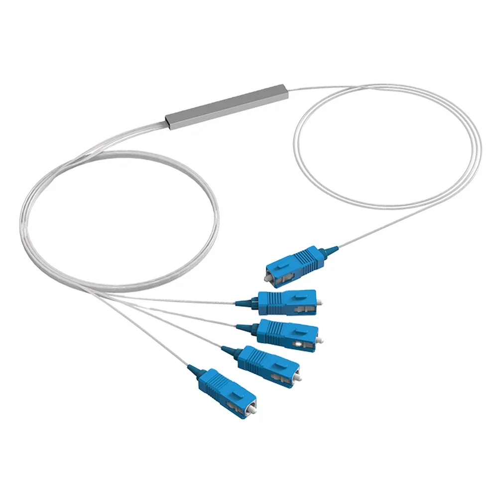 
Free Sample 1x2 1x4 1x8 1x16 1X32 1X64 Optical Fiber PLC Splitter Steel Tube Type PLC Splitter with SC APC UPC Connector 