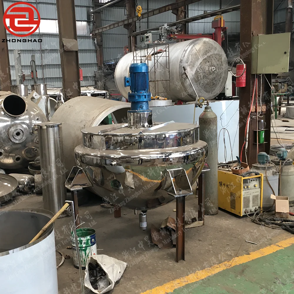 Fixed stainless steel sugar machine interlayer kettle with agitator and safety valve for jam