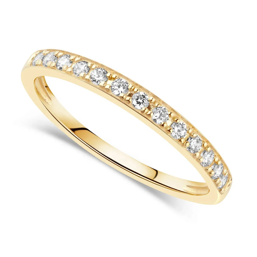 Firstmadam 14k Yellow Gold Pave Set High Quality Lab Diamonds Wedding Ring