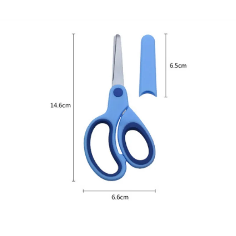 Handmade Small Stainless Steel Scissors with round Tip Safety Scissors for Students with Plastic Handle