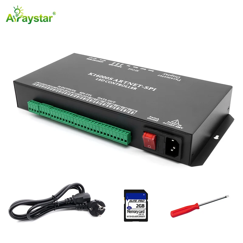 K16 Artnet LED controller 16 channels SPI RGB IC PIXEL programmable LED controller with SD card for club and KTV