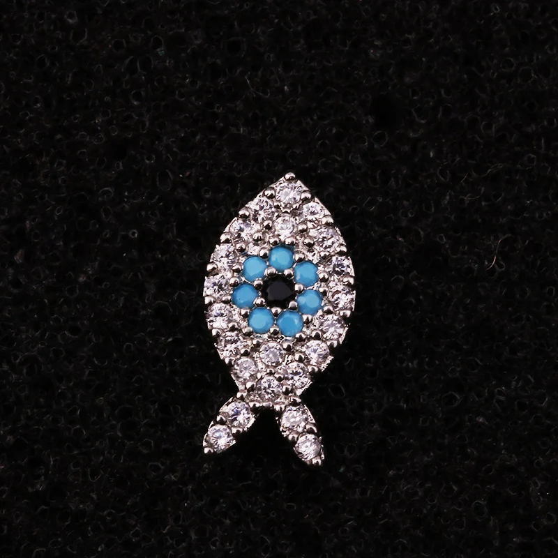 20g Left Right Leaf Gold Silver Fish CZ Stainless Steel Ear Piercing Jewelry Tragus Helix Orbital Screw Back Stud Earring