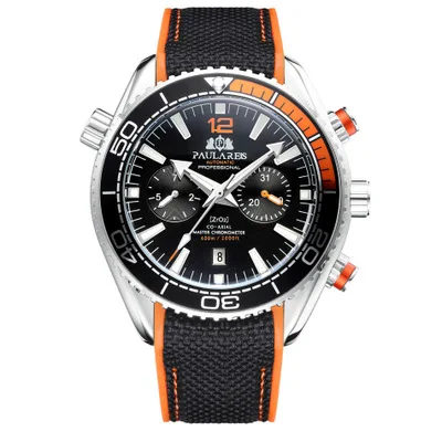 
PAULAREIS Automatic Mechanical Watch Chronograph Wristwatch Men Fashion Wristwatches Canvas Strap 