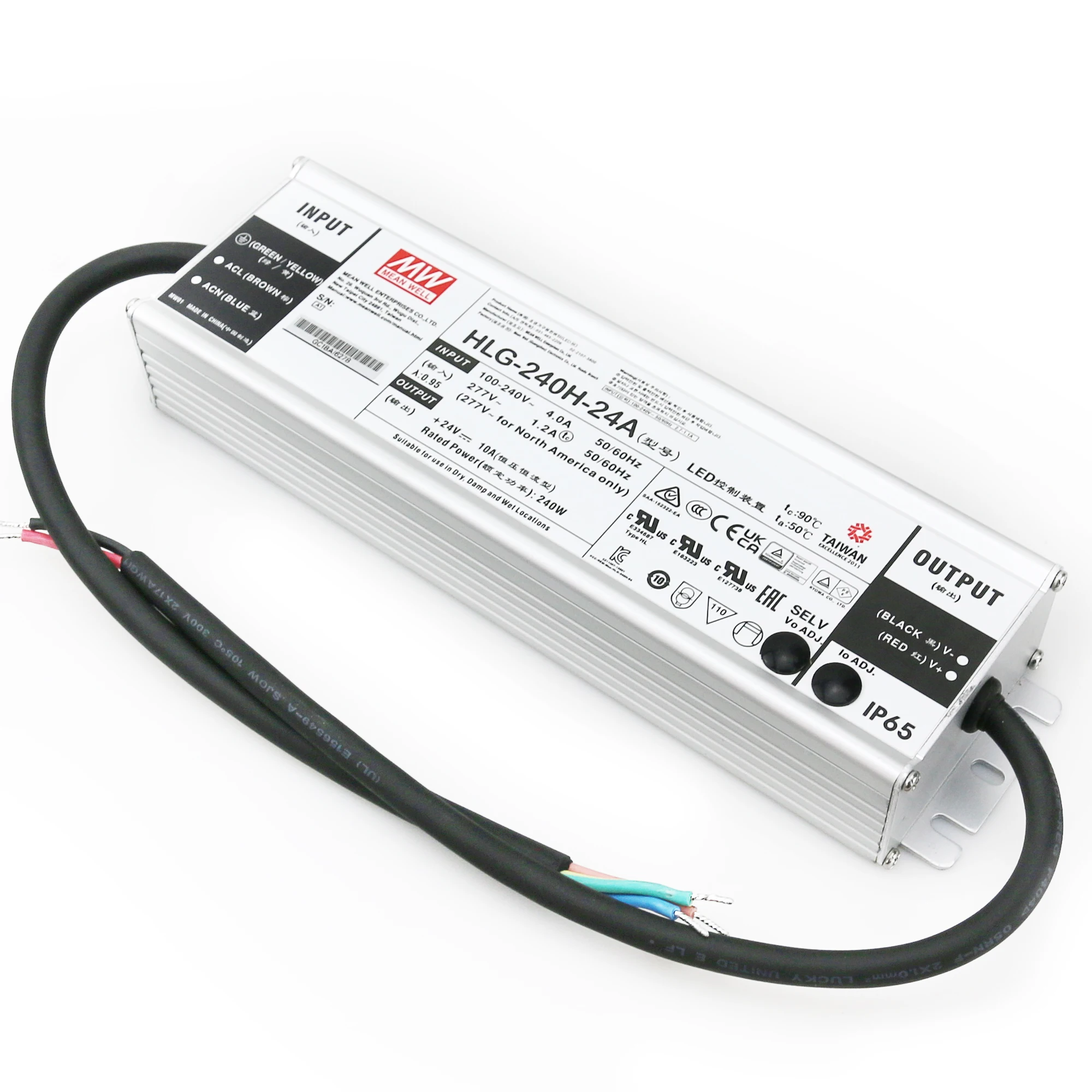 Горячая распродажа! МВт HLG-240H-24A СИД Диммируемый драйвер 240W 24V светодиодный с 7 лет гарантии источник
