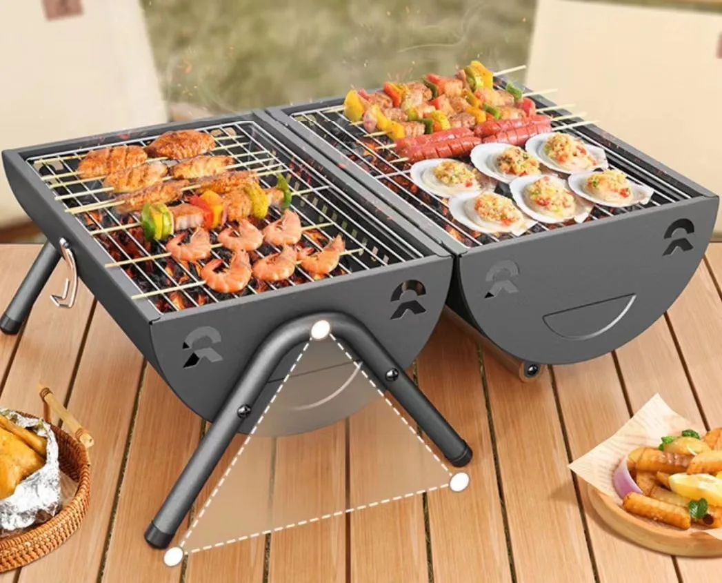 Barbecue Grill Outdoor Barbecue Grill Portable Charcoal Camping Barbecue Equipment Tools Carbon Baking Full Set