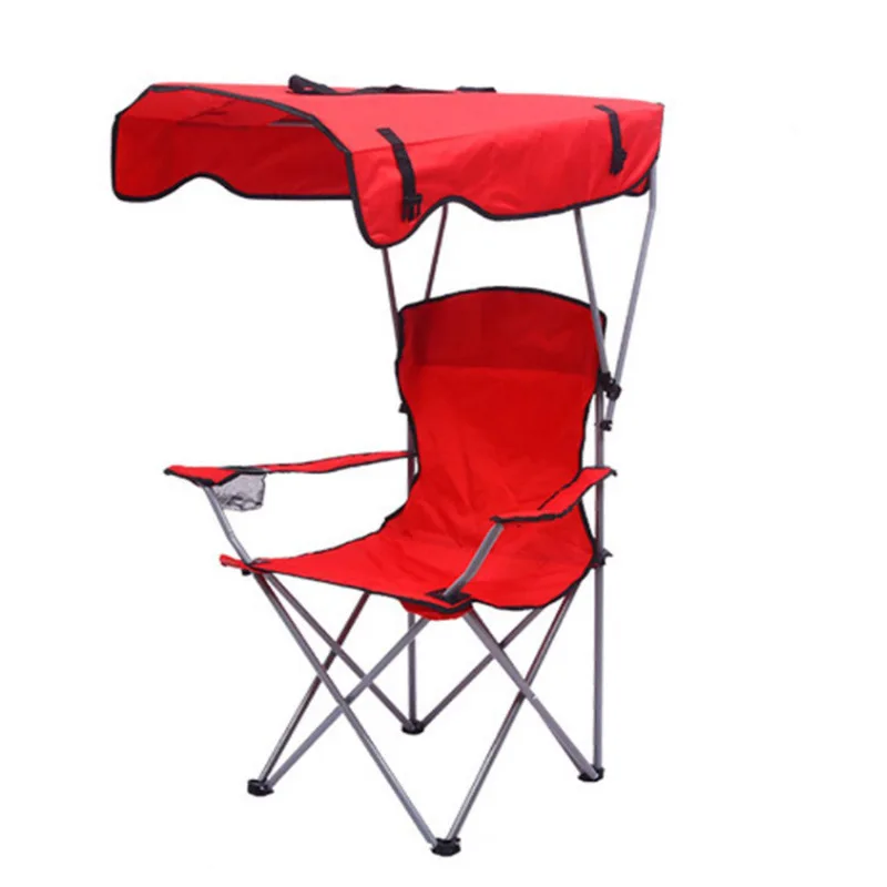 Outdoor camping collapsible sunshade fishing chair with canopy