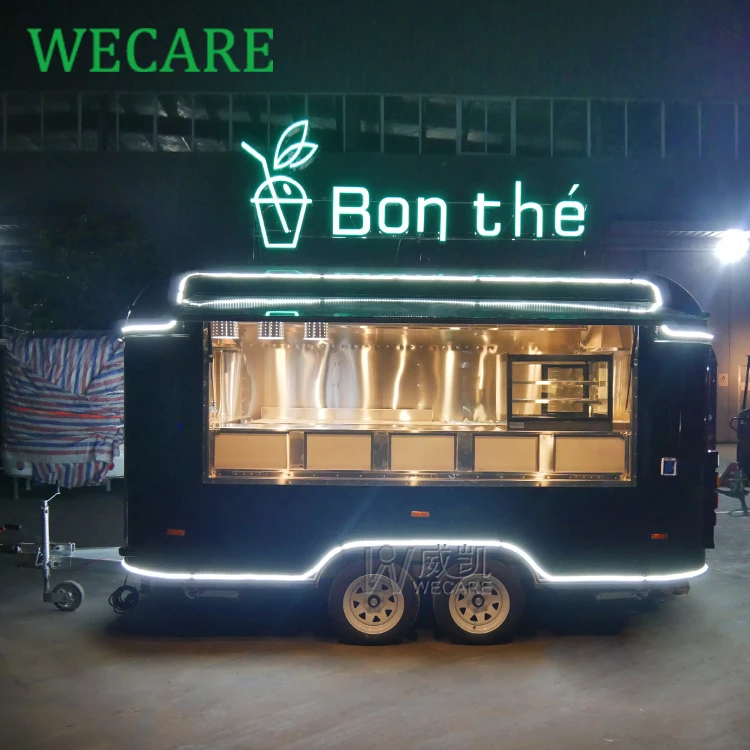 WECARE Catering Trailer Para Comidas Rapidas Hot Dog Cart Snack Food Truck Mobile Bubble Tea Juice Beer Bar Trailer for Drink
