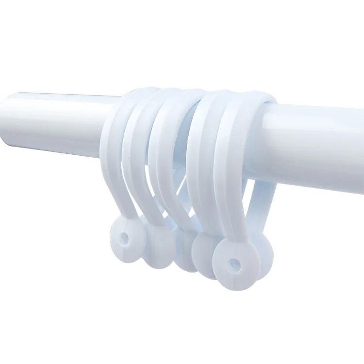 White Omega Shape PP ABS PS AS Plastic Bathroom Shower Curtain Rings for Bathroom