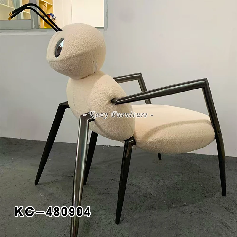 Modern Special Design Wool Roll Iron Steel Leg Ant Shape Living Room Chair