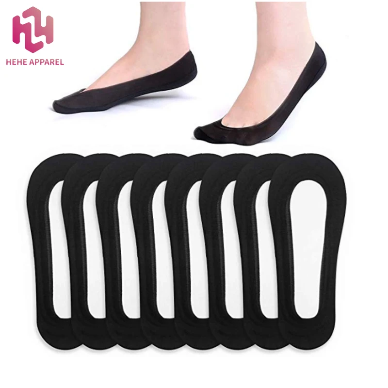 Носки женские с низким вырезом, хлопковые нейлоновые скрытые невидимые носки на плоской подошве, Нескользящие