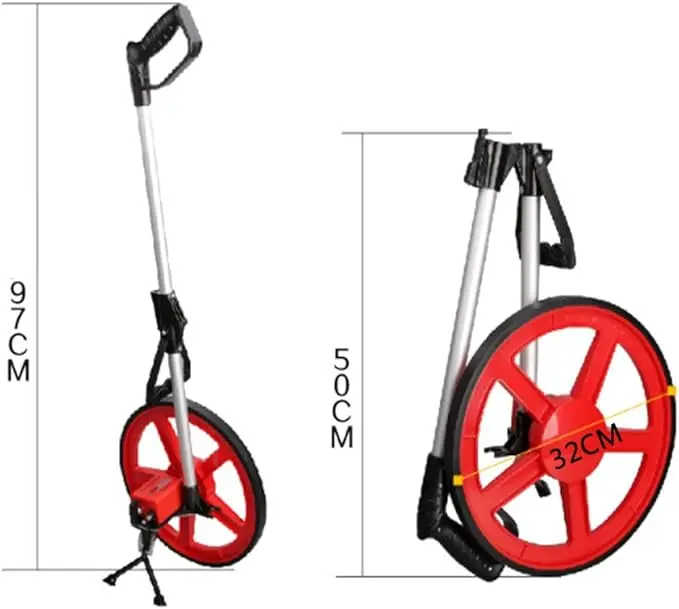 Distance Measuring Wheel with Marker Flag and Tape Measure, Collapsible Measuring Wheel