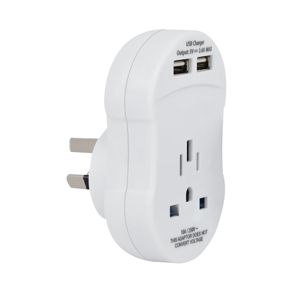 For UK,US Traverllers go to Australia,New Zealand Standard earthed australian plug adapter with 2USB