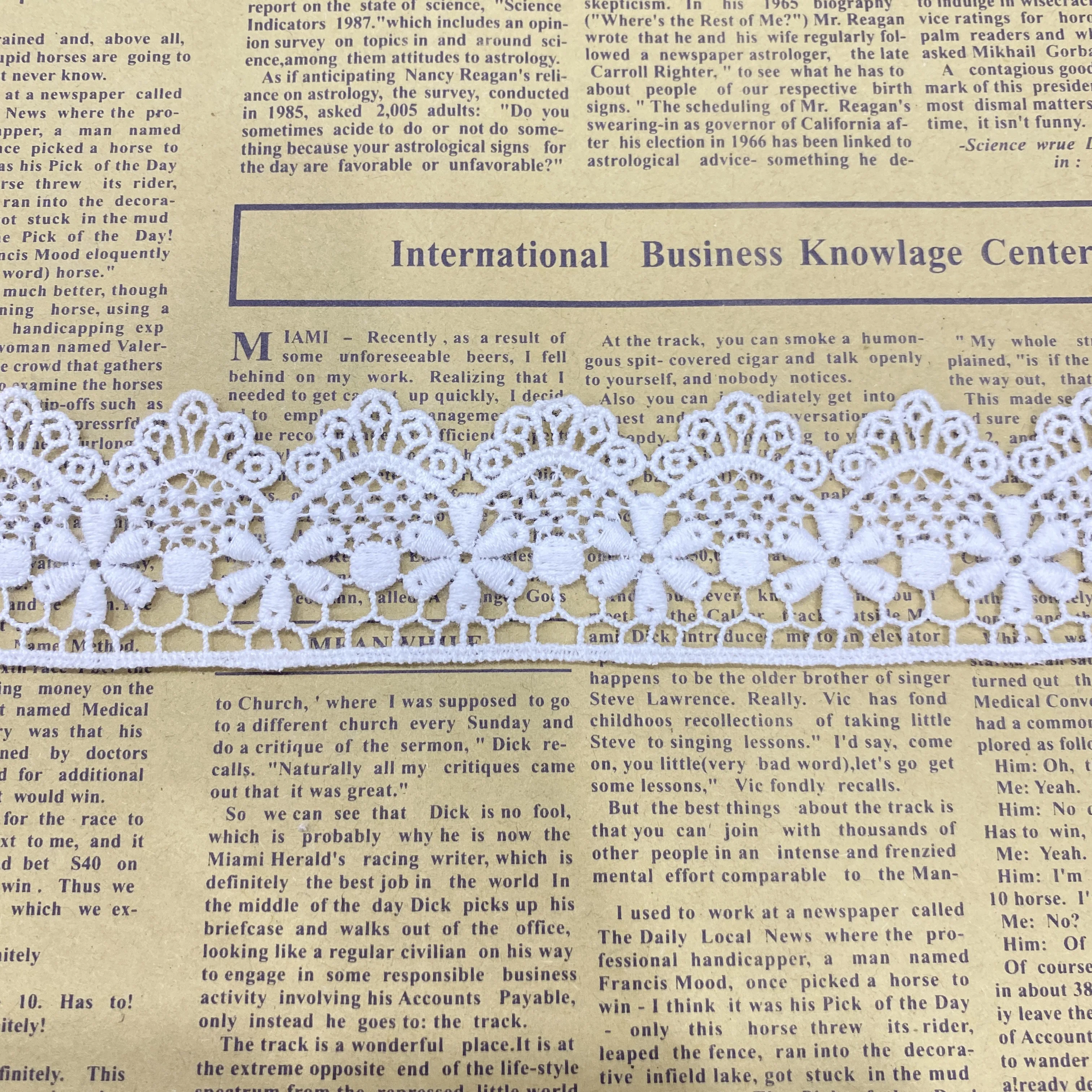 Кружевная вышитая лента молочный шелк вязаные кружева полиэфирные неэластичные