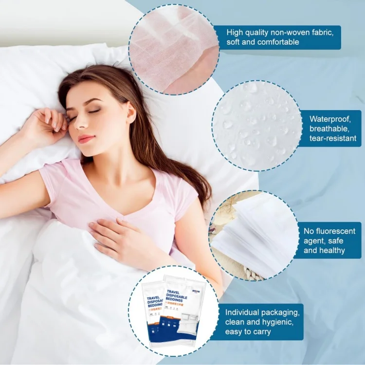 Disposable 3PCS 4PCS Non-woven Travel Bedding Set Duvet Covers Pillowcases King Size Disposable Bed Sheet Set For Hotel Trip
