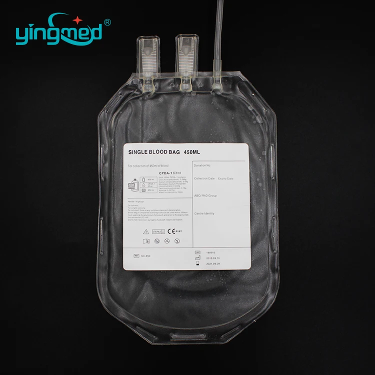 China supplier disposable plastic 500ml collection blood bag price