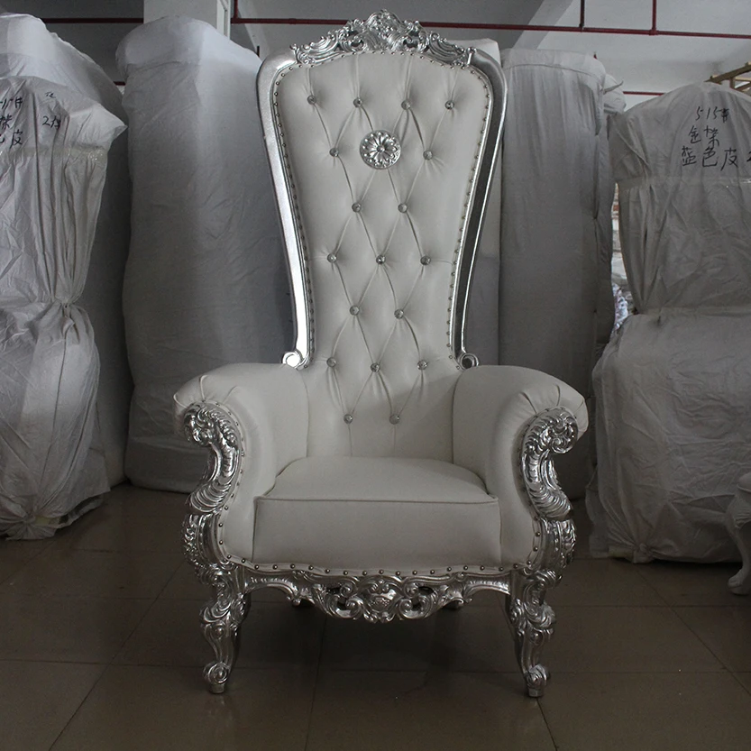 modern cheap commercial furniture luxury royal solid wood PU leather crystal king throne sofa