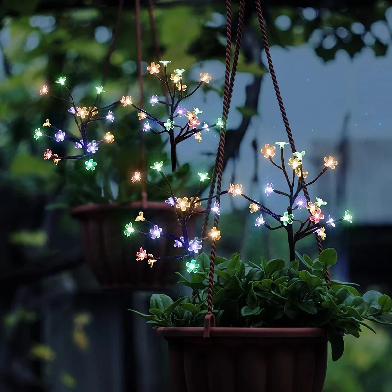 New Design Solar Flower Light Cherry Blossom Tree Lamp Outdoor Garden Patio Tree New Year Decoration