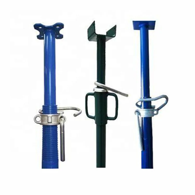 Light duty heavy duty adjustable galvanized color coating shoring scaffolding steel props with square flower plate