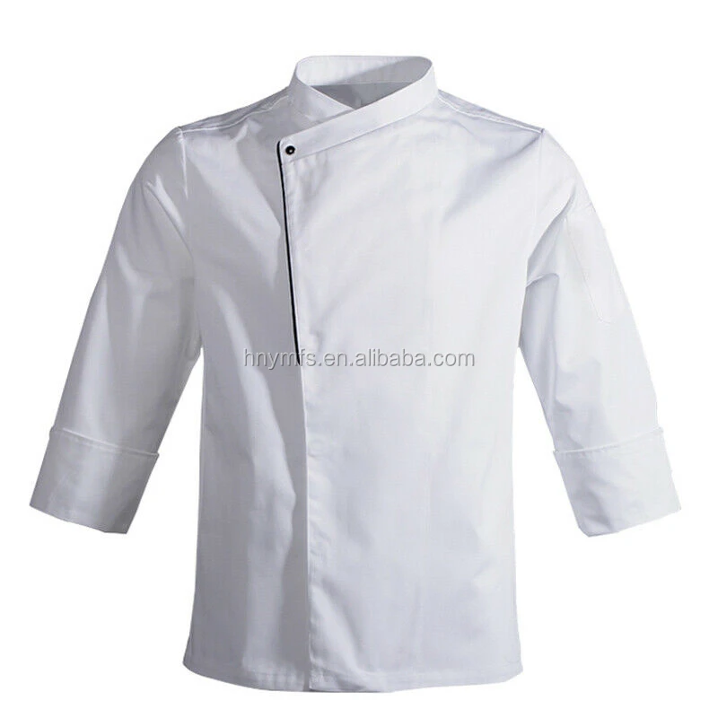 
Long Sleeve white Double-Breasted cloth covered button Unisex Chef coat Uniforms 