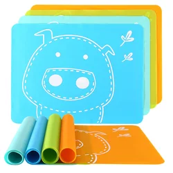 Custom Colorful Design Food Grade Silicone Anti-grease Kid Table Mat/baby Dining Table Mat