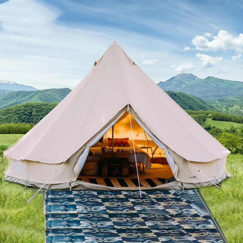 High Quality Outdoor Camping Luxury Cotton Canvas Pyramid Tipi Teepee Tent 6m Glamping Bell Canopy Tent