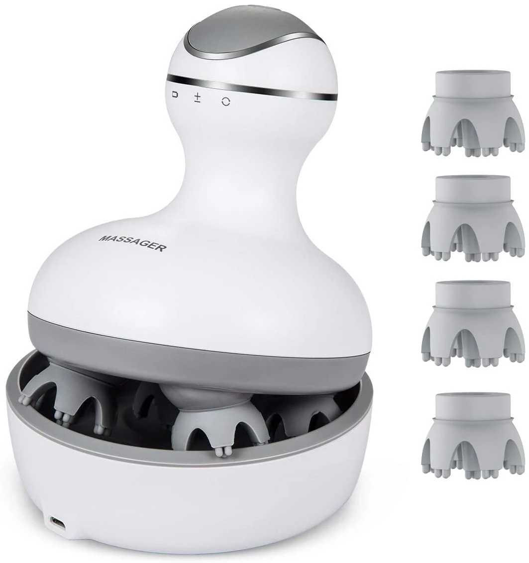 Head Scalp Massage Comb Electric Waterproof Pet Cat Dogs  With 4 Replacement Massage Heads