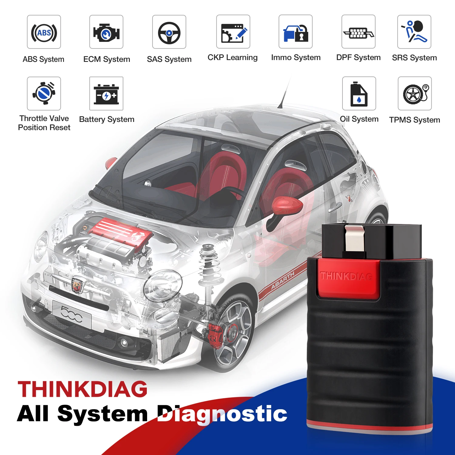 New Version ThinkDiag ALL Car Brands Systems Reset Service 1 Year Free Update OBD2 Diagnostic Tool Active Test ECU Code Surpass