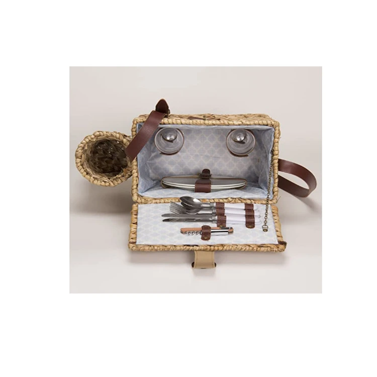 
Household essentials romantic wine caddy natural handmade case container bag wicker picnic basket 