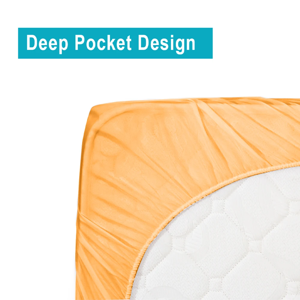 Hotel Plain Orange Bed Linen 100% Cotton King Bed Sheets Sets Wholesale 4 Pieces Hotel Flat Bed Sheets