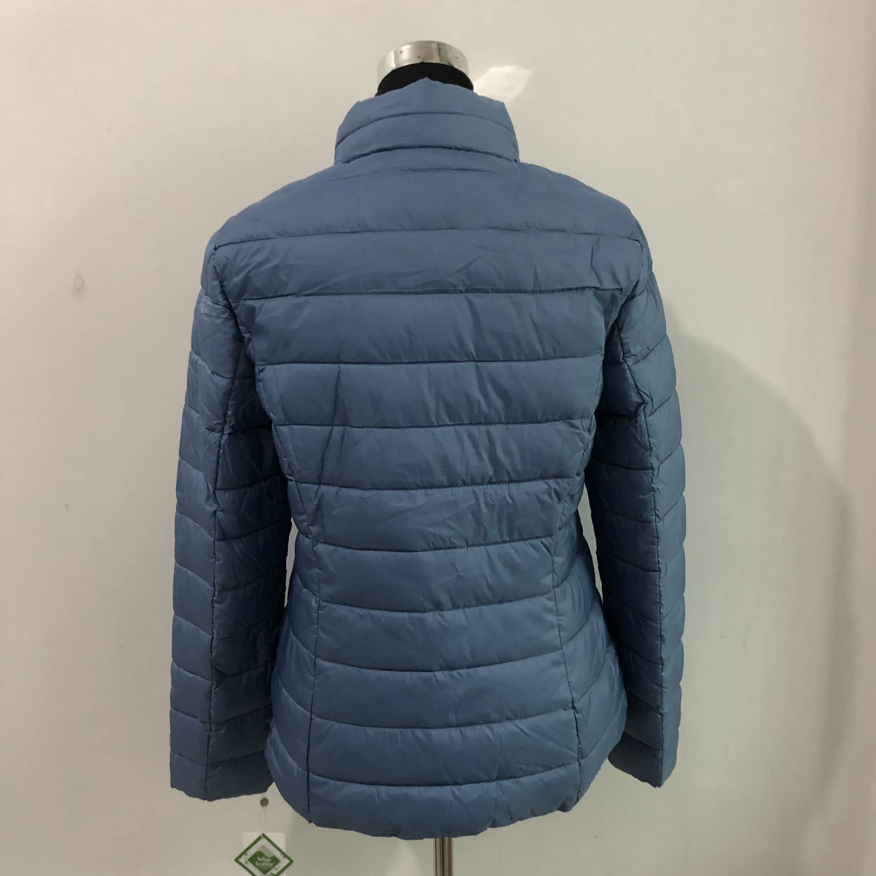 
Stock Customized Coat Manufacturer Clothes Cotton Blue Winter Cotton Padded Short Sports Coat Women 