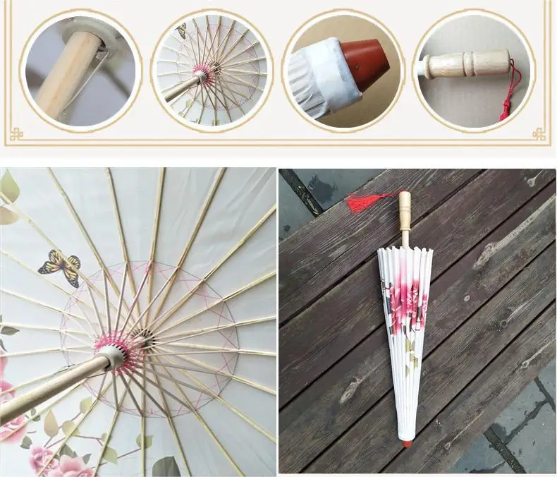 1pc Silk Cloth Women Umbrella Japanese Cherry Blossoms Ancient Dance Decorative Umbrella Chinese Oil Paper Umbrellas