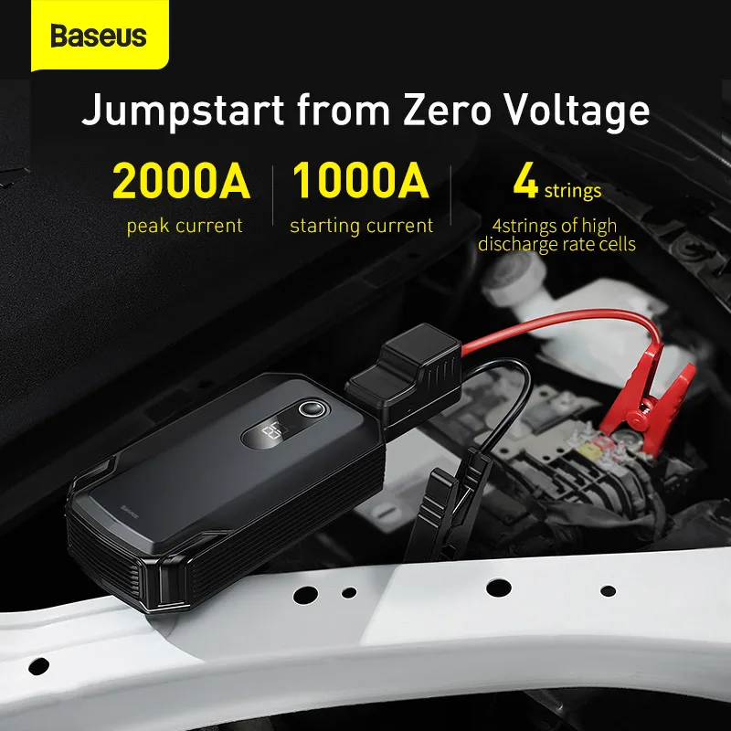 Baseu.s Emergency High Power 12V 2000A Start 20000mAh Peak Super Energy Car Jump Starter