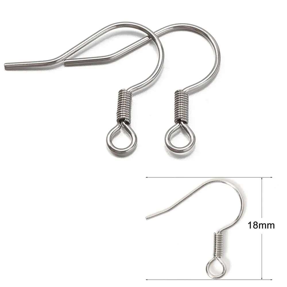 Stainless Steel 18K Plated Spring Ball Dangle Earring Wire Non tarnish Ear Hook Accessories For Diy Jewelry Making components