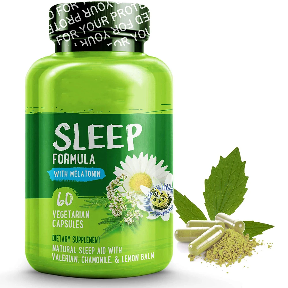 Natural Sleep Aid Capsules with Melatonin Magnesium GABA Valerian Root Herbal Extracts Sleeping Capsules Pills