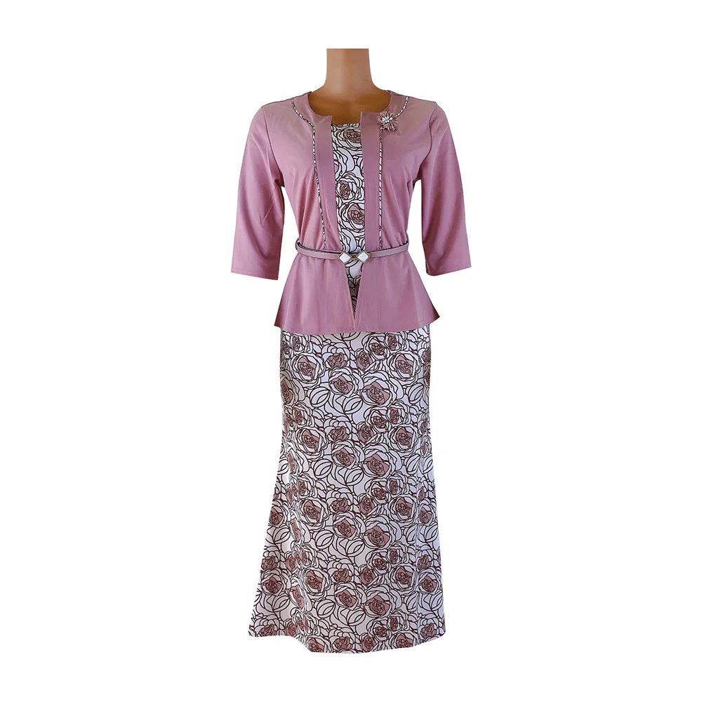 Hot sell colorful printing floral Print long sleeve plus size traditional johannesburg south africa lady dress