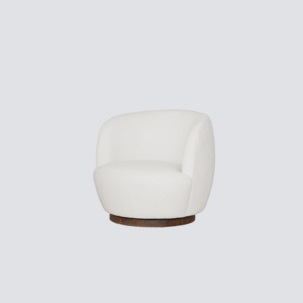NS FURNITURE swivel base living room chair modern design polyester fabric club chair Nordic white Boucle fashion ball chairs