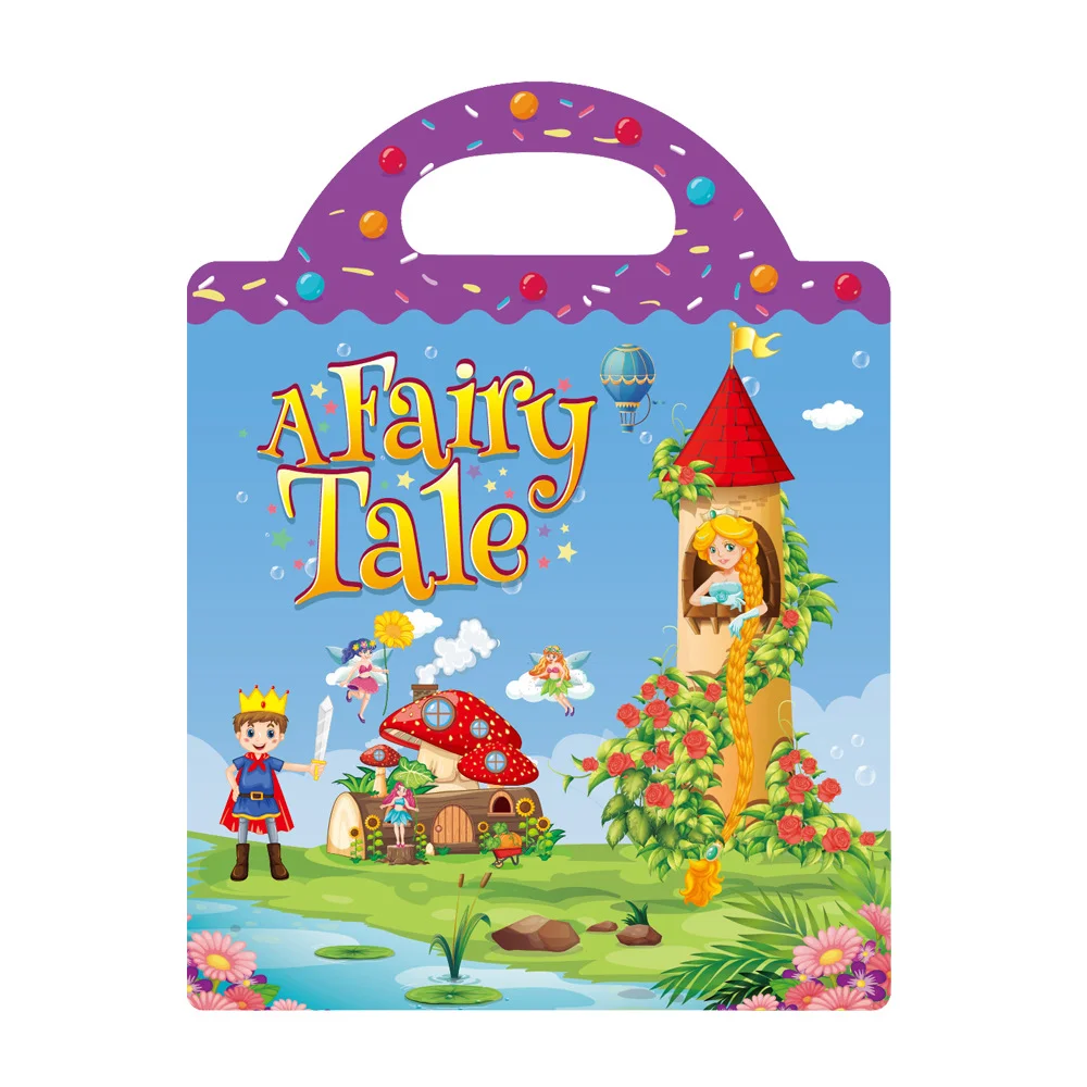 Reusable waterproof princess castle fairy tale game princess wolf cartoon theme static sticker activity book for kids