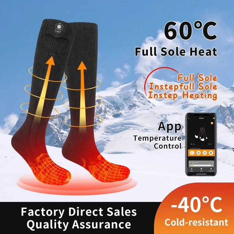 Winter Heated Socks phone APP Control Thermal socks Electric Heating Ski Socks Thermal Heated Foot Warmer Ski Sports