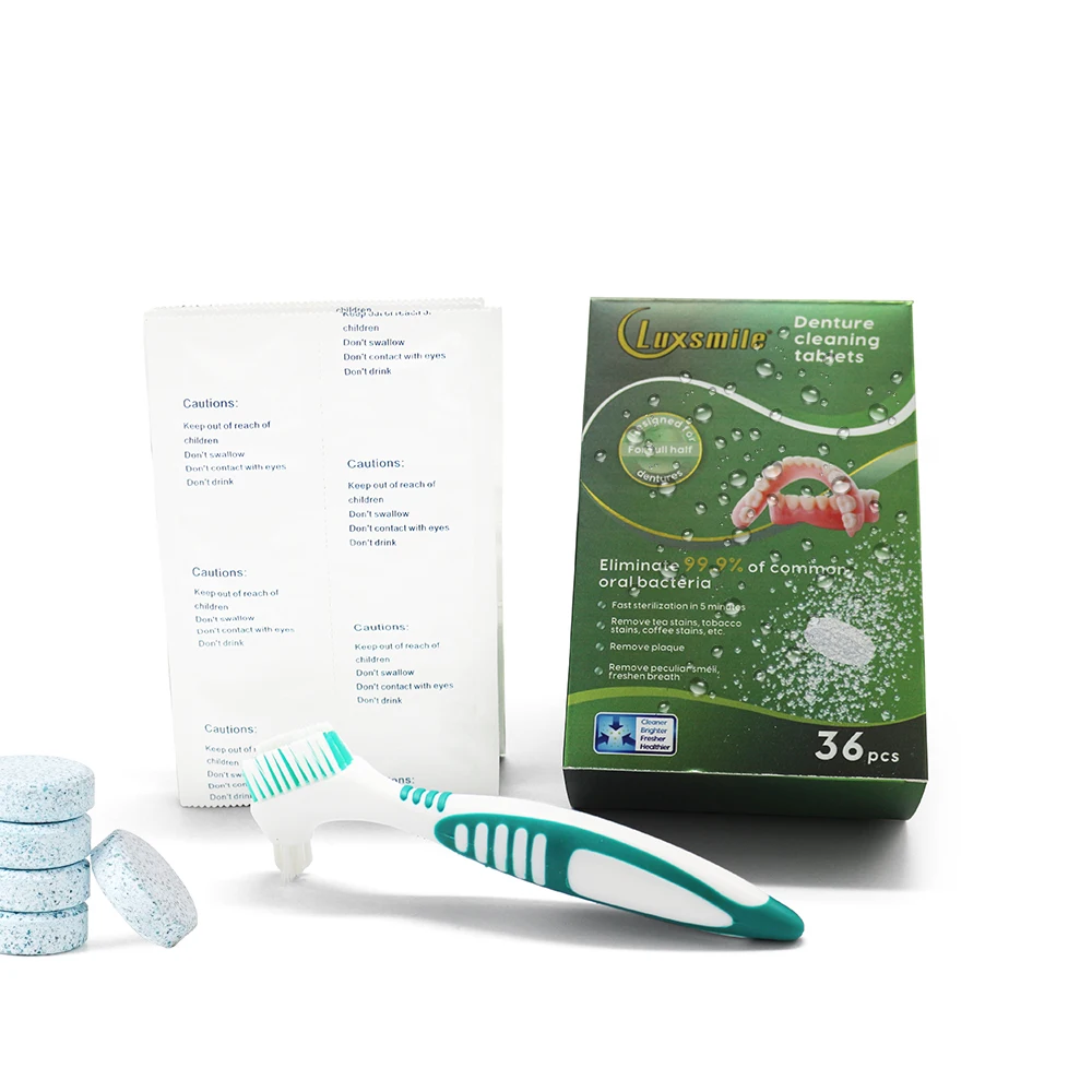 Private Label Eliminate 99.9% Oral Bacteria Effervescent Oral Care Strong Cleaning False Teeth Aligners Denture Cleaner Tablet