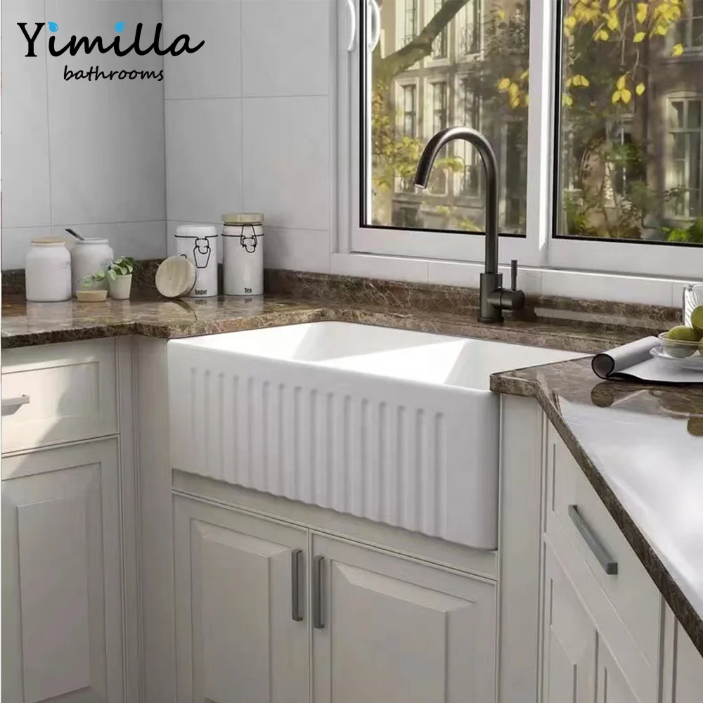 33' inches America style ceramic kitchen sink embedded type farmhouse ceramic sink kitchen for kitchen cabinet