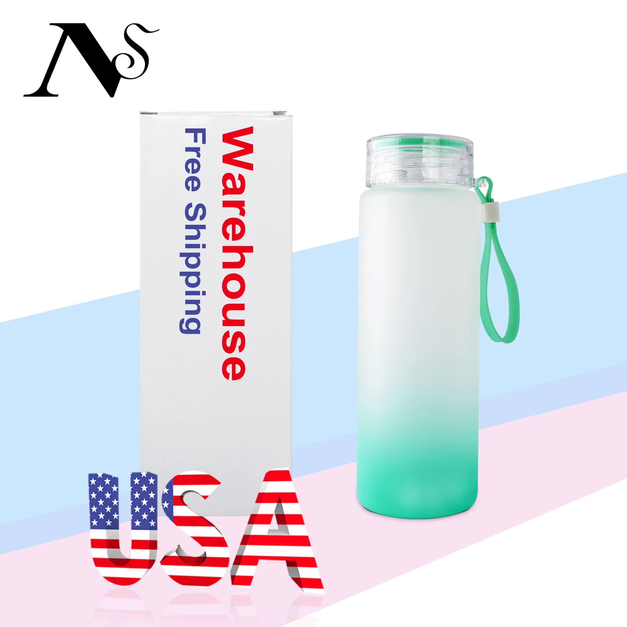 USA Warehouse High Quality Outdoor Picnic Gradient Sublimation Juice Soda Mug Glass Can Cup With Rubber Handle