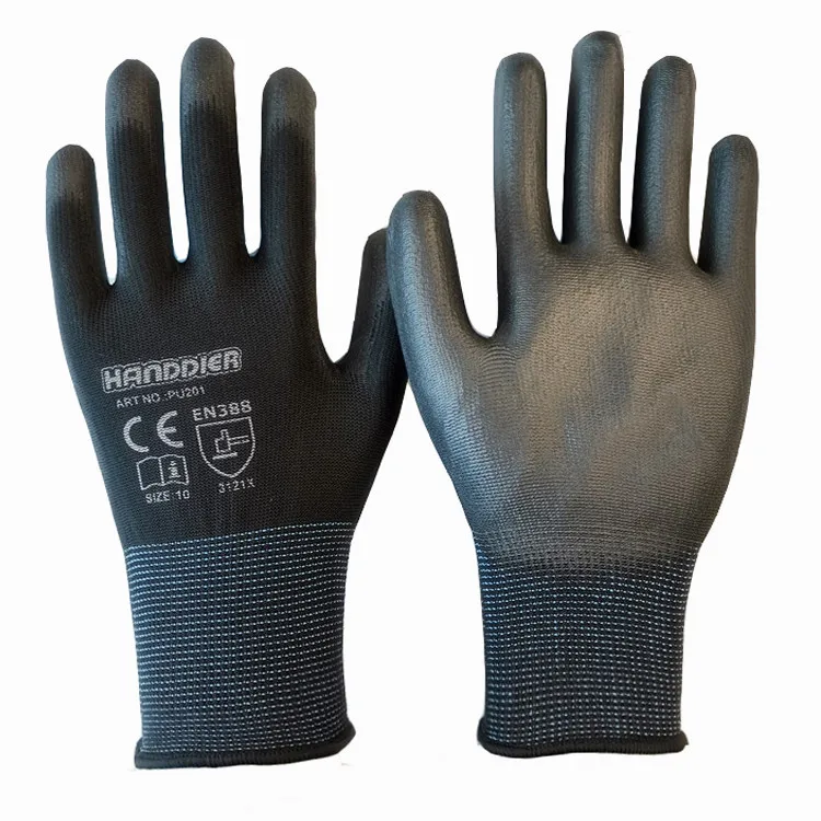  Customization black polyester shell pu palm coated anti-slip