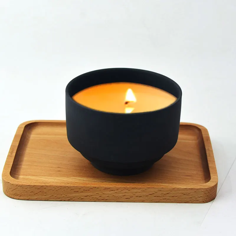 wholesale home decorative white black 10oz ceramic candle jars