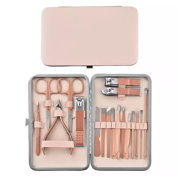 Factory direct price rose gold manicure set 18 pcs nail clipper set professional
