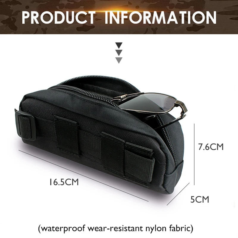 Custom outdoor tactical eyewear bag Camo MOLLE Pressure Resistant sunglasses case Oxford waterproof sunglasses bag